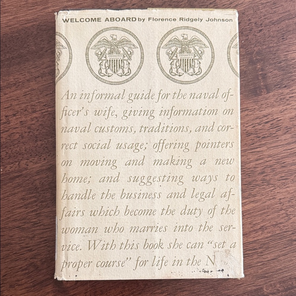 Welcome Aboard an informal guide for the Naval Officers Wife vintage book 1964